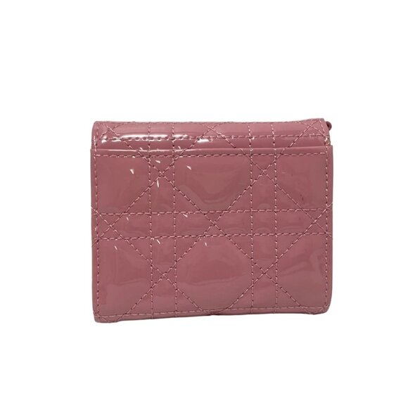 DIOR/ChristianDior Lady Dior - Pink Patent Leather Trifold Wallet 362-080625 - Picture 2 of 6